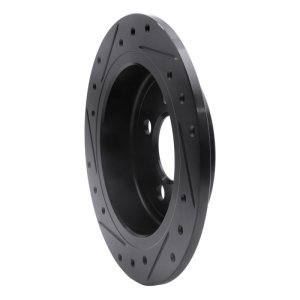 Mini Cooper Brake Rotor (1) - Rear Right - R1 Concepts - Drilled & Slotted - Black - `02-`15